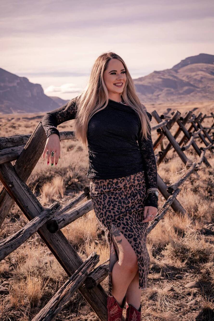 NEW 1 THE WOMAN frayed split midi skirt in leopard